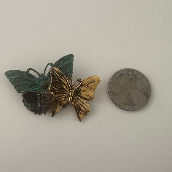 Vintage Multi Tone Butterfly Pin Brooch - Picture 5 of 5